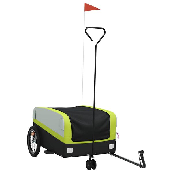 vidaXL Bike Trailer Black and Green 99.2 lb Iron