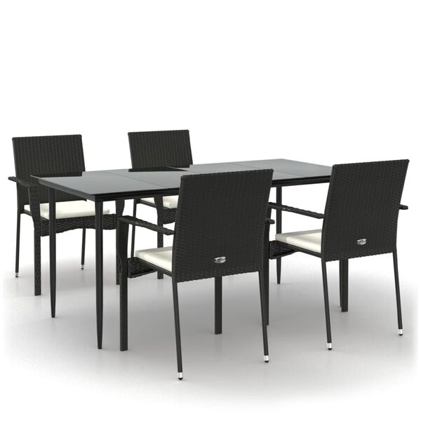 vidaXL Garden Dining Set Black, Cream White