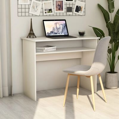 vidaXL Desk White 35.4"x19.7"x29.1" Engineered Wood