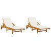 vidaXL Sun Lounger Set of 2 Brown Solid Acacia Wood Medium Foldable