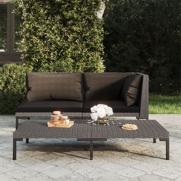 vidaXL Garden Sofa Dark gray, Black