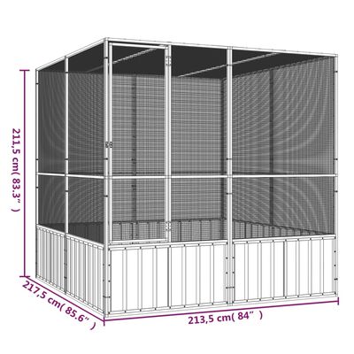 vidaXL Bird Cage Gray 84.1"x85.6"x83.3" Galvanized Steel