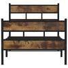 vidaXL Bed Frame Black, Smoked Oak Iron, Engineered Wood Single