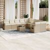 vidaXL Garden Sofa Set Beige PE rattan, powder-coated steel, tempered glass