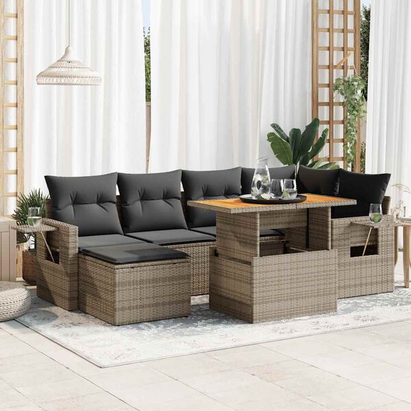 vidaXL Garden Sofa Set Grey PE rattan Large Garden Sofa Set Other