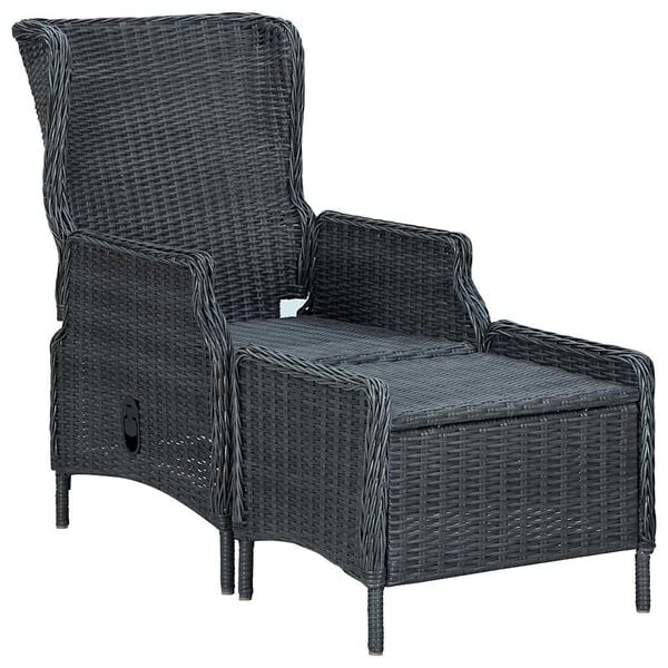 vidaXL Garden Chair Dark Grey Round PE Rattan Large Garden Chair Other