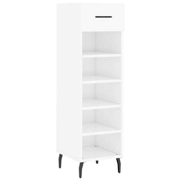 vidaXL Shoe Cabinet High gloss white Engineered wood, iron, aluminum