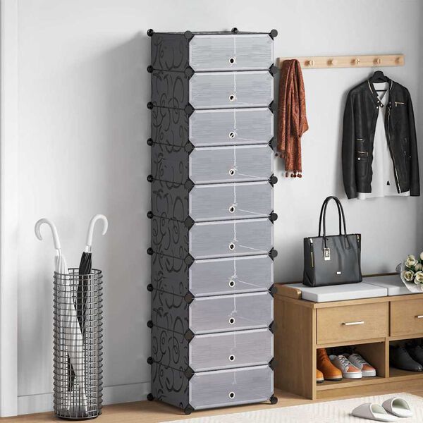 vidaXL Shoe Organizer Black and white Plastic panels, Steel frames Large