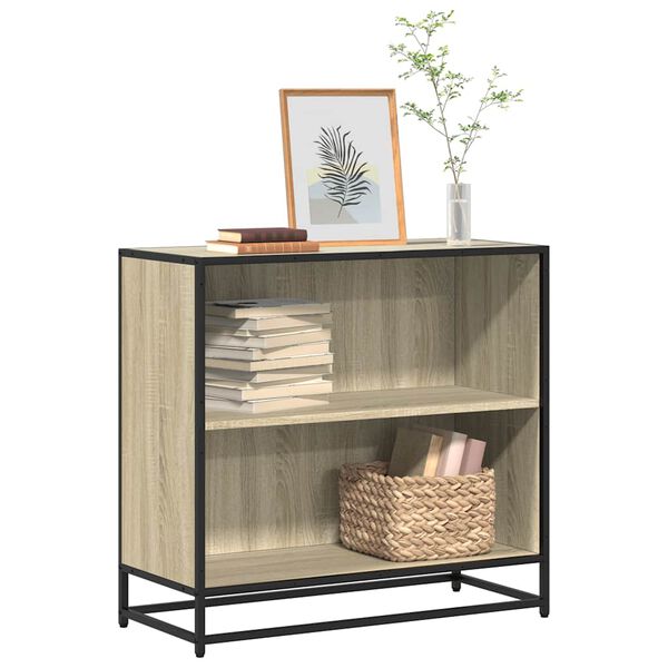 vidaXL Book Cabinet Sonoma Oak Engineered Wood, Metal Medium