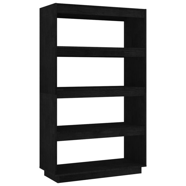 vidaXL Book Cabinet Black Solid Pinewood Medium Book Cabinet