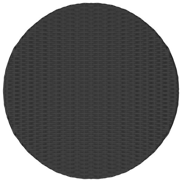 vidaXL Tea Table Black Poly Rattan 26.8 in Diameter Adjustable Armrests