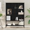 vidaXL Bookcase Black Engineered wood, steel Medium Bookcase