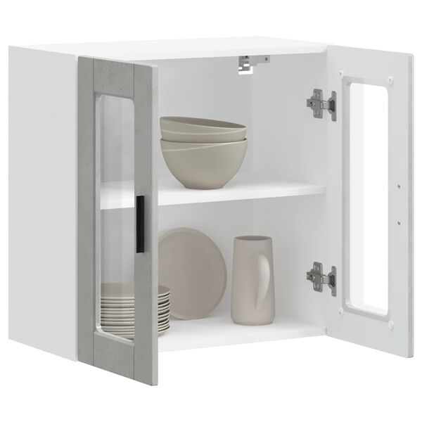 vidaXL Kitchen Wall Cabinet Concrete grey Engineered wood and glass