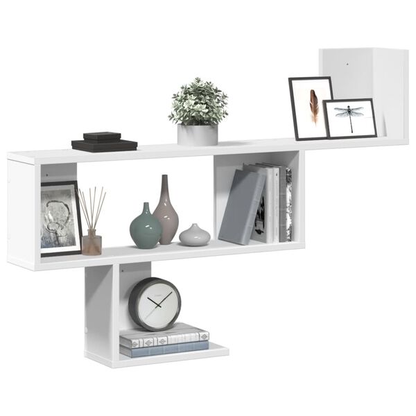 vidaXL Wall Shelf White Engineered Wood Wall Shelf Rectangular Modern