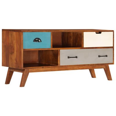 vidaXL TV Cabinet with 3 Drawers 43.3"x13.7"x19.6" Solid Acacia Wood