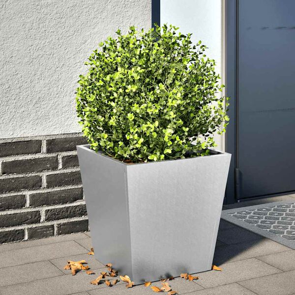 vidaXL Garden Planter Silver Galvanized steel Medium Durable