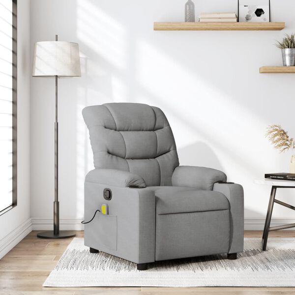 vidaXL Massage Recliner Chair Light Grey Fabric (100% polyester) Standard