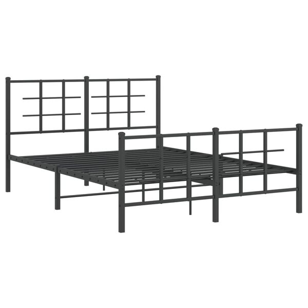 vidaXL Bed Frame Black Steel 53.1 x 74.8 in Double Metal Bed Frame