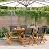 vidaXL Folding Patio Chairs 6 pcs Black Poly Rattan and Solid Wood
