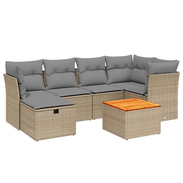 vidaXL Garden Sofa Set Mix Beige PE Rattan Large Modular