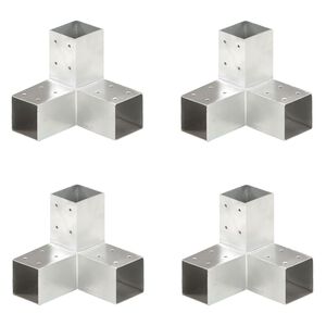 vidaXL Post Connectors 4 pcs Y Shape Galvanised Metal 2.80x2.80"
