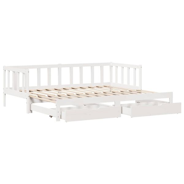 vidaXL Daybed With Trundle White Solid pinewood