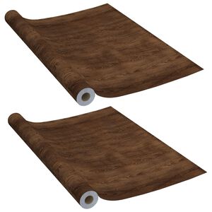 vidaXL Adhesive Door Film Set of 2 Dark oak PVC 82.7x35.4 in