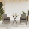 vidaXL 3 Piece Bistro Set with Cushions Grey Poly Rattan and Acacia