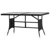 vidaXL Garden Dining Set Black PE rattan 55.1 x 31.5 x 29.1 in