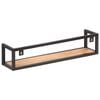 vidaXL Wall Shelf Set of 2 Black and Natural Wood Solid Acacia wood