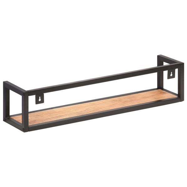 vidaXL Wall Shelf Set of 2 Black and Natural Wood Solid Acacia wood