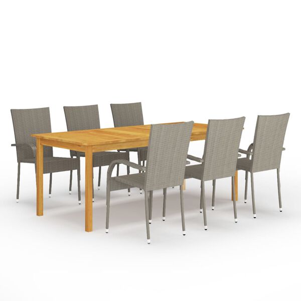 vidaXL Dining Set Grey Solid acacia wood Large Stackable Dining Set