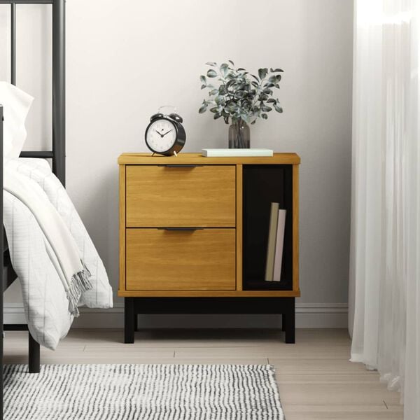 vidaXL Bedside Cabinet Oak Solid pine wood, engineered wood, plastic