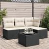 vidaXL Garden Sofa Set Black PE rattan Medium Adjustable Feet