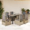 vidaXL 7 Piece Patio Dining Set with Cushions Beige Poly Rattan