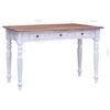vidaXL Desk White and Natural Solid mahogany wood Standard desk size