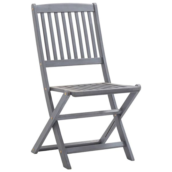 vidaXL Outdoor Chair Set of 6 Grey Solid Acacia wood Standard Foldable