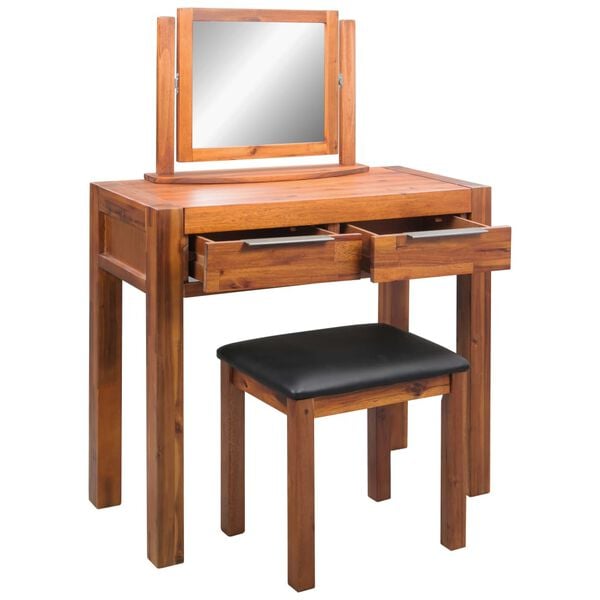 vidaXL Dressing Table Brown Solid Acacia wood Medium Dressing Table