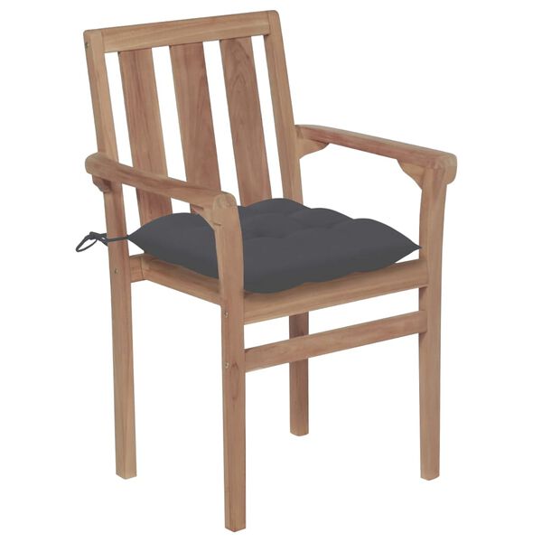 vidaXL Stackable Chair Set of 4 Warm Brown Fine sanded teak wood