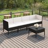 vidaXL Garden Lounge Set Black PE Rattan Large Removable Covers