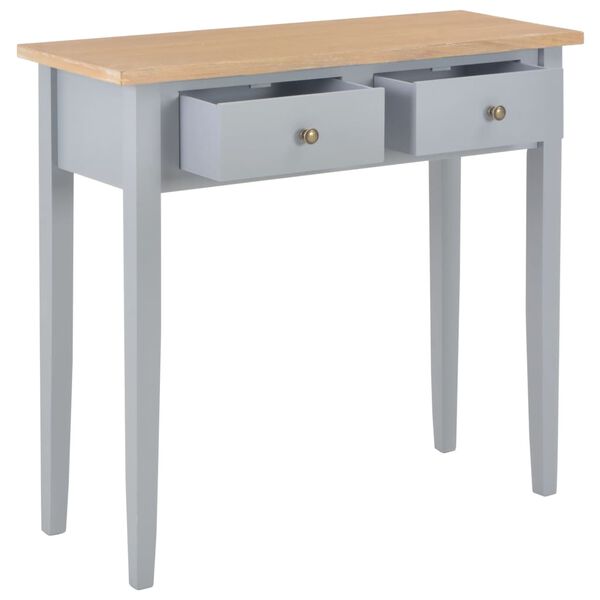 vidaXL Dressing Table Grey and Brown MDF & Pinewood Compact