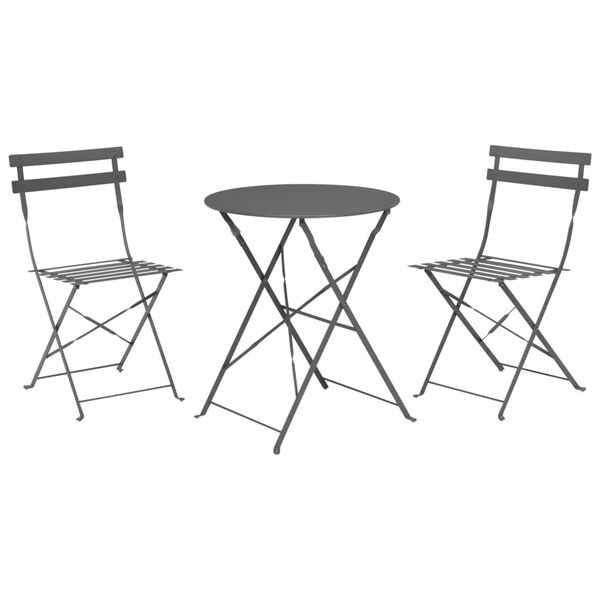 ProGarden Bistro Set Matt Dark Anthracite Metal Compact Foldable