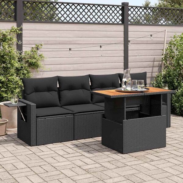 vidaXL Garden Sofa Set Black