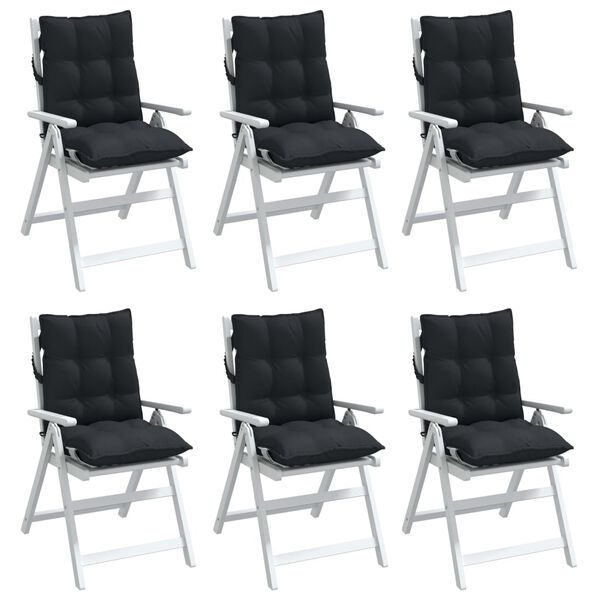 vidaXL Lowback Chair Cushion Set of 6 Black Oxford fabric (100% polyester)