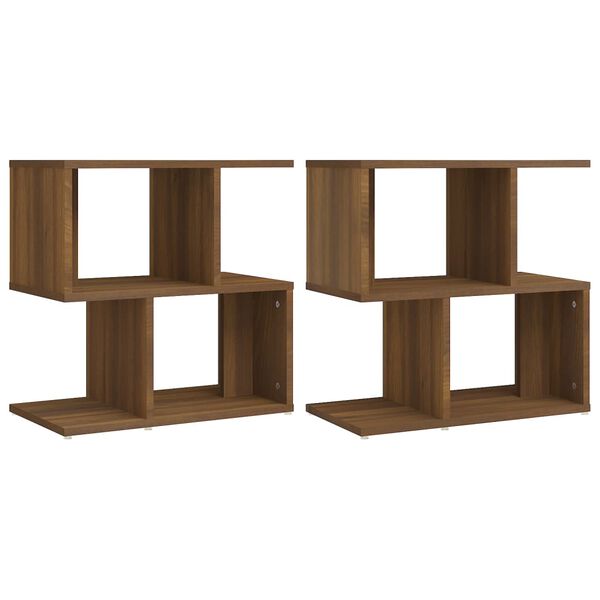 vidaXL Bedside Cabinet Set of 2 Brown Oak Engineered Wood