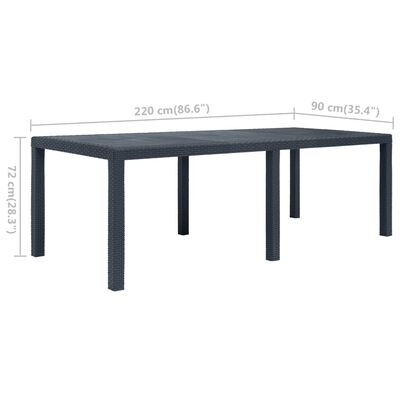 vidaXL Patio Table Anthracite 86.6"x35.4"x28.3" Plastic Rattan Look