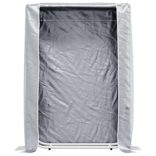 vidaXL Firewood Rack with Rain Cover 39.4x9.8x59.1" Galvanised steel