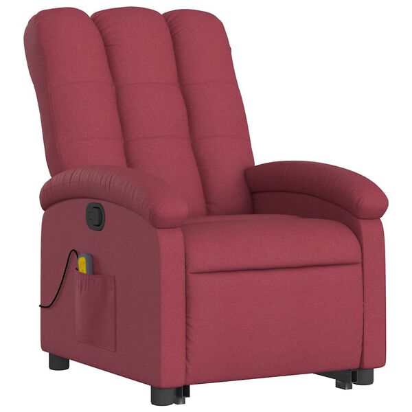 vidaXL Stand Up Massage Recliner Chair Wine Red Fabric, metal, plywood