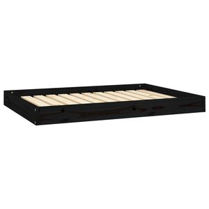 vidaXL Dog Bed Black Solid pine wood 40.0 x 29.1 x 3.5 in Durable