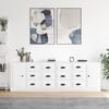 vidaXL Sideboard Set of 3 High gloss white Engineered wood Medium